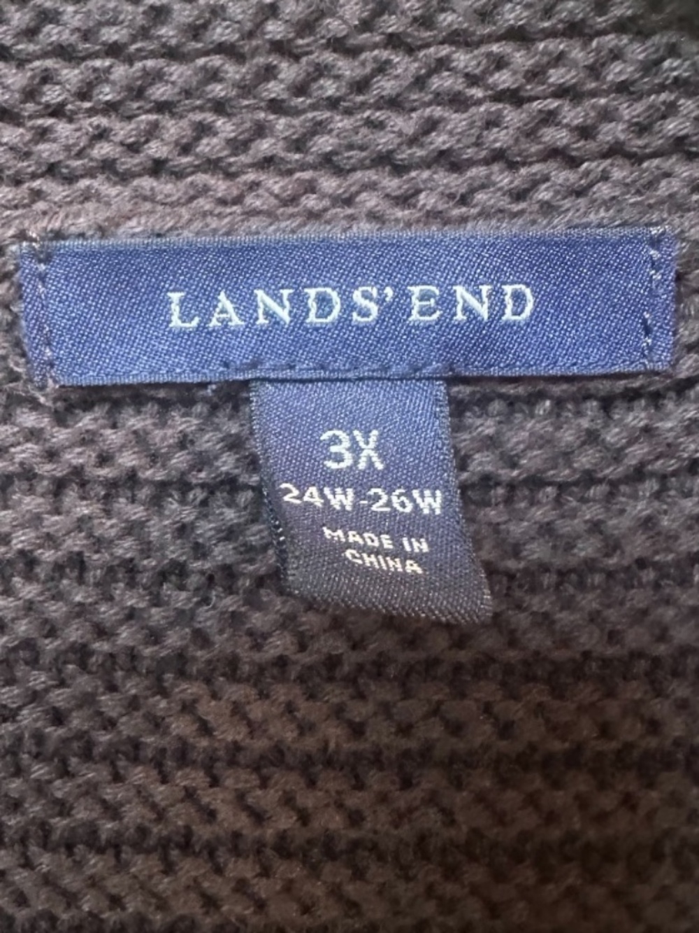 Lands End Womens 3X Brown Ribbed Knit Button Front Cape Cardigan Sweater - Picture 4 of 4